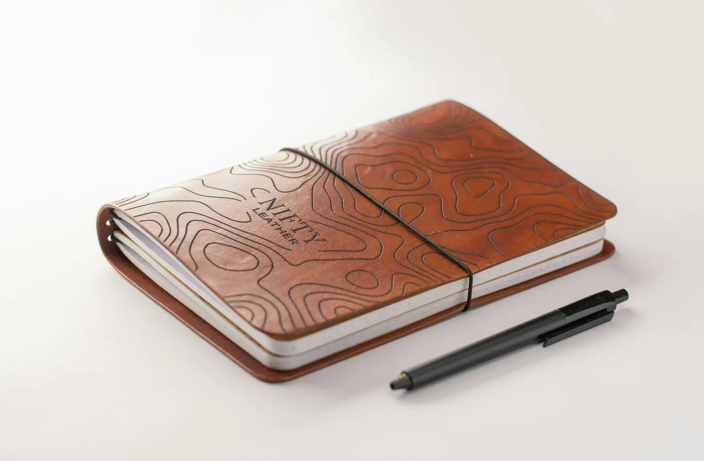 Personalised leather corporate diary with pen